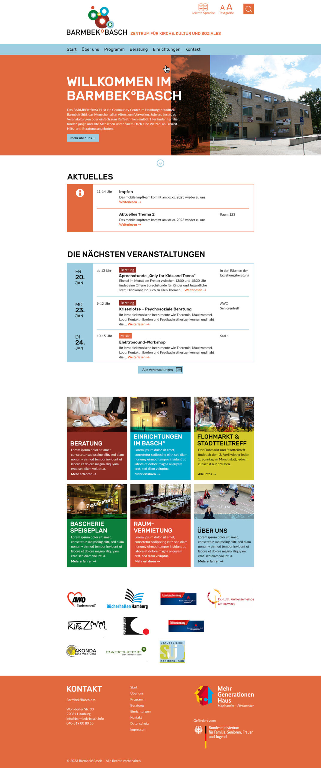 Bild der Startseite des Barmbek°Basch Relaunches