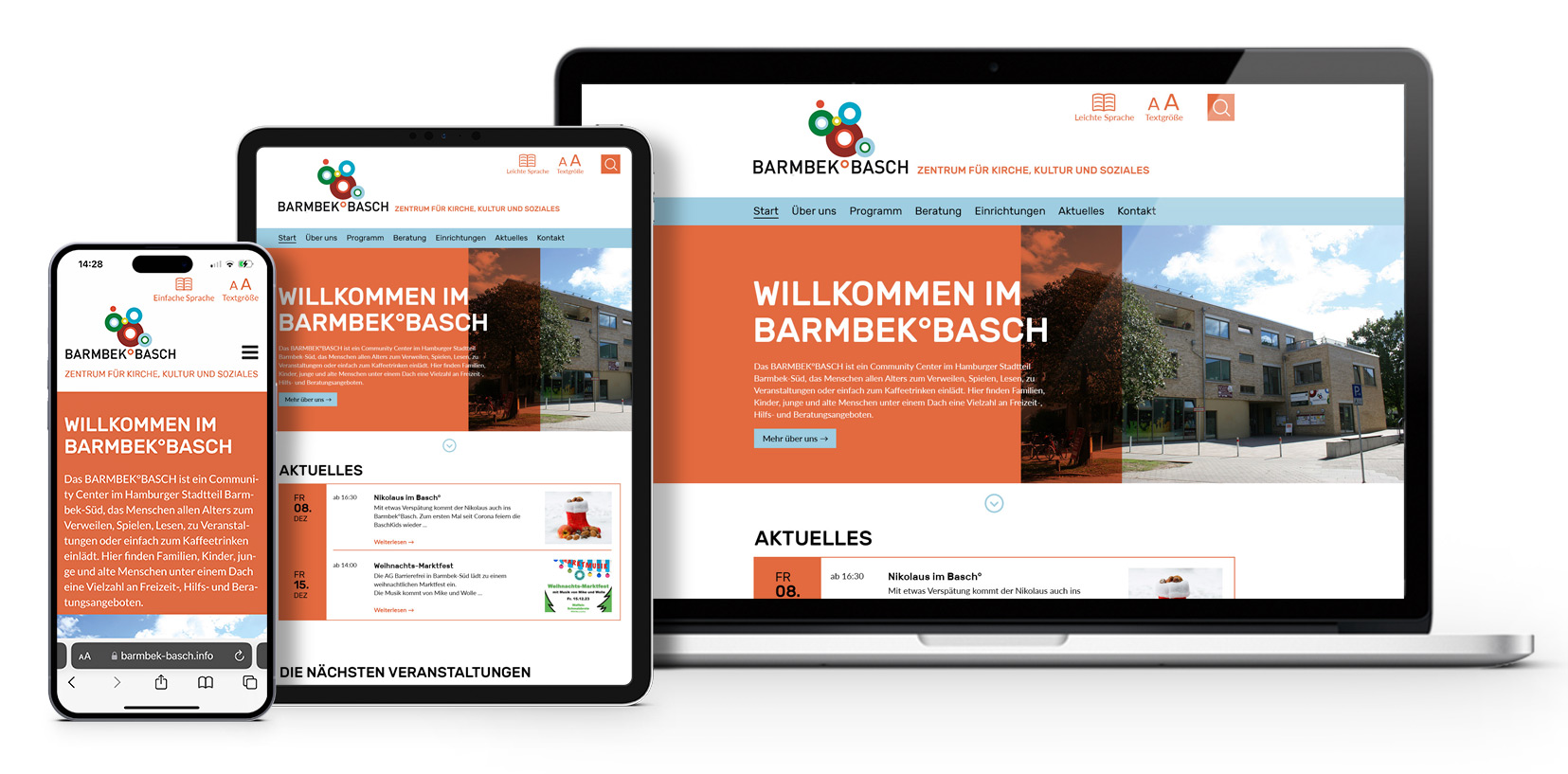 Responsive Darstellung der neuen Barmbek°Basch Website